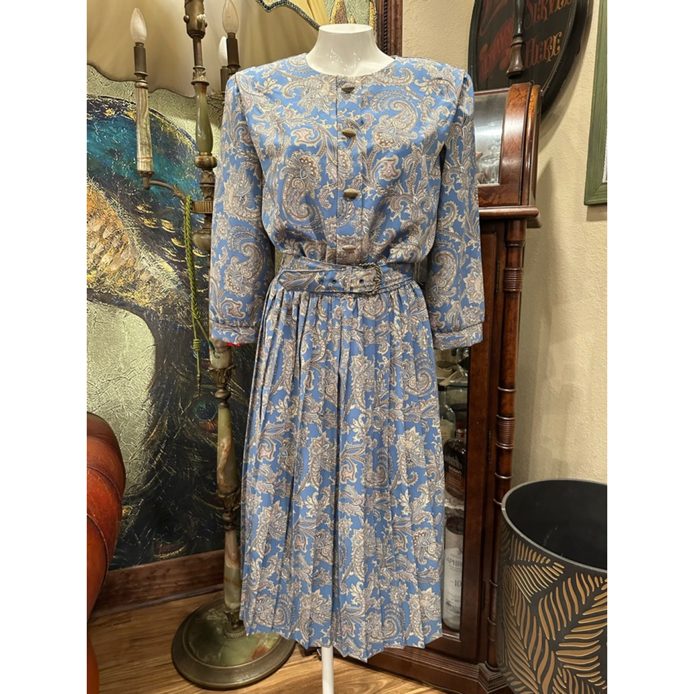 Women's Breli Originals Blue Paisley Long Sleeve Dress Size 10